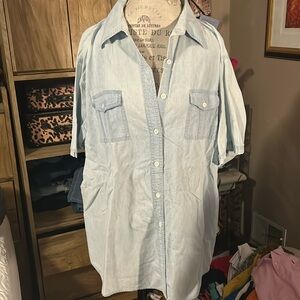 Clementine Denim Chambray Button Down Shirt - 2X